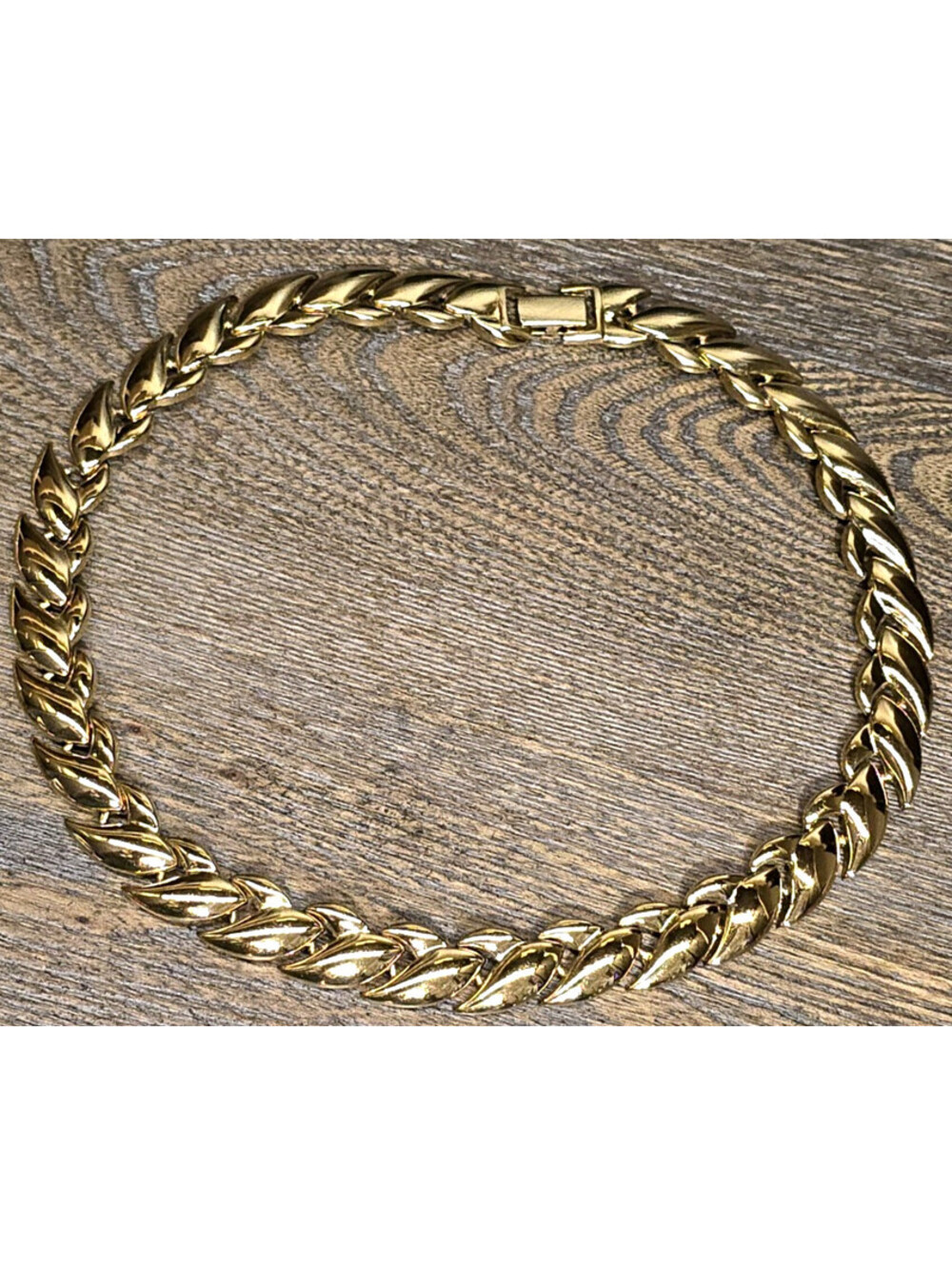 Vintage Luxe Napier Leaf Link Necklace High Polish Gold - Picture 3 of 7